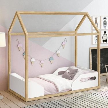 Imagem de Mini Cama Montessoriana Zoe Branco/natural Com Colchão D20 - Reller Móveis