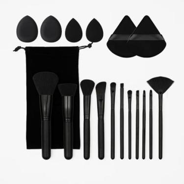 Imagem de Conjunto de pincéis de maquiagem e kit de ferramentas de beleza – 18 peças, esponja de maquiagem e coleção de pincéis para aplicação no rosto inteiro, inclui bolsa de armazenamento