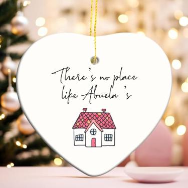 Imagem de Qeheb Enfeite de presente de Abuela, enfeites de coração pendurados de Natal para avó para decoração de festa de árvore de Natal, presentes de netos, não há lugar como enfeites decorativos de casa de