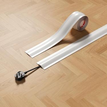 Imagem de Cobertura de cabo de piso, pista de gerenciamento de fios, protetor de cabo para fios de piso, organizador de cabos anti-viagem para escritório doméstico e configuração de jogos, hider de fio de fácil