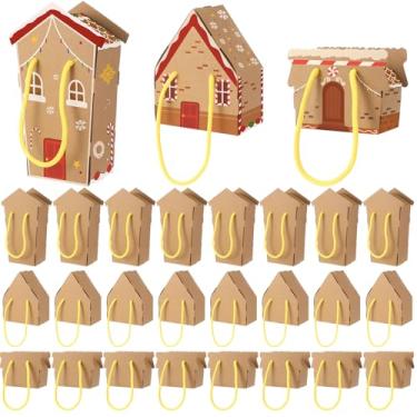 Imagem de Weysat 50 peças de kit de casa de gengibre de Natal DIY montar caixas de casa de gengibre de Natal com cordas, caixas de presente de Natal para artesanato faça você mesmo, decoração de suprimentos de