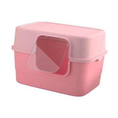 Imagem de WeiLaiKeQi Caixa de areia para animais de estimação totalmente coberta, recipiente de caixa de areia para gatos, caixa de areia para banheiro de gato, bandeja de, Rosa
