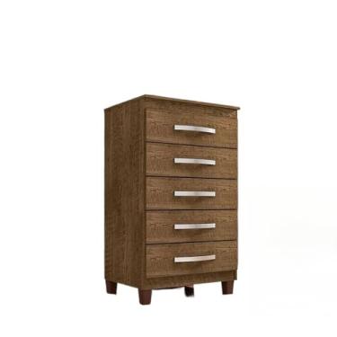 Imagem de Cômoda Embutida com 5 Gavetas Espaçosas – Design Moderno e Funcional, Ideal para Quartos Pequenos(Malbec)
