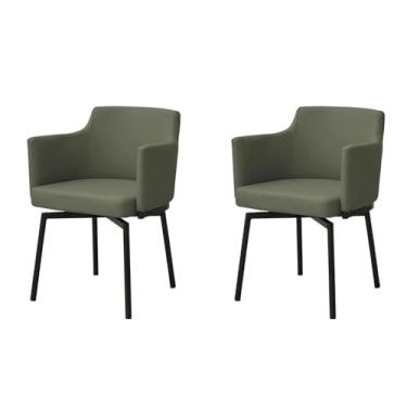 Imagem de Conjunto de 1 2 4 e 6 cadeiras de jantar, estilo moderno de meados do século, cadeira de cozinha giratória, à prova d'água, couro sintético, cadeiras para sala de jantar com design mais amplo e maior