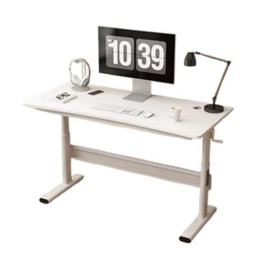 Imagem de Mesa ajustável manual, mesa de trabalho com altura ajustável, mesa de trabalho 80/100/120/140 x 60 cm, placa espessa, aço carbono, multicolorido, ergonômico, para escritório, branco, D 100 x 60 cm