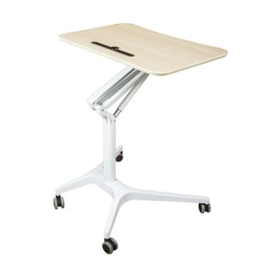 Imagem de HGTRH Mesa de laptop móvel com altura ajustável, mesa de computador com 4 rodas, mesa de cabeceira com compartimento para telefone, uso multifuncional para escritório em casa