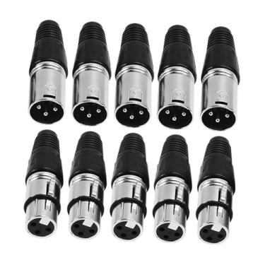 Imagem de Milageto Conector de cabo de microfone, plugue de áudio para microfone, conector XLR de 3 pinos, acessórios para shows, Prata 10 Peças