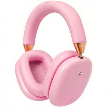 Imagem de Anjetsun ANC Wireless Over Ear Headphones with Mic & Touch Control,Stylish Metal Design,80H Playtime, Detachable Magnetic Ear Pads,Noise Cancelling Over the Head Headphones(Peach Blossom Pink)