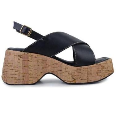 Imagem de Sandália Feminina Azillê Anabela Preta - 5047-Feminino