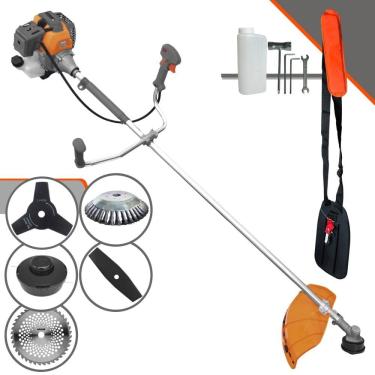 Imagem de Roçadeira Tekna RL430P À Gasolina 2T 43cc 1,7HP Com Carretel de Nylon + Faca 2 Pontas + Faca 3 Pontas + Faca 40 Dentes + Escova de Aço Giratória