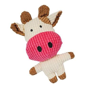 Imagem de Naroote Brinquedos de Pelúcia para Cães Brinquedo Interativo Resistente à Mordida Durável para Proprietários de Cães e Gatos Material de Pelúcia (Vaca)