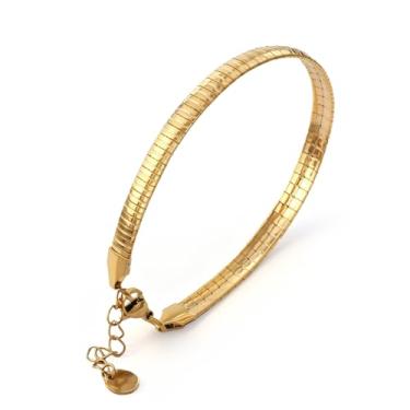 Imagem de Pulseira de ouro grossa delicada para mulheres e homens, elos cubanos largos, aço inoxidável, padrão esculpido, acessórios de festa, joias delicadas, presentes não manchados para festa de aniversário
