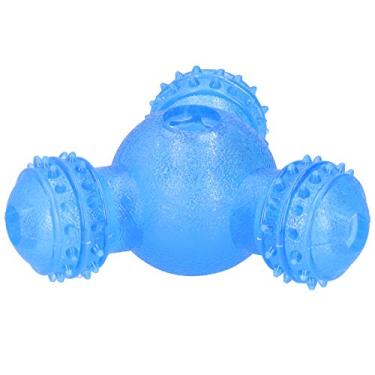 Imagem de Generic Alimentador Automático para Animais de Estimação, Bola Interativa, Brinquedo para Vazamento de Alimentos, para Mastigar e Brincar, Treinamento de Sensibilidade Feliz Interno (Azul)