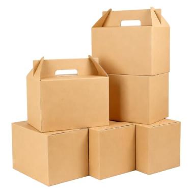 Imagem de TryDrem Pacote com 30 caixas grandes com alças, caixa marrom de 22 x 15 cm, caixas de lembrancinhas de festa para doces, biscoitos, almoço, presentes, casamento, aniversário, piquenique