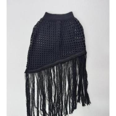 Imagem de Saia Saída de Praia Crochê com Franja  Tamanho Único 36 ao 44 - NoBran