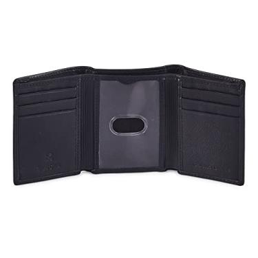 Imagem de Carteira masculina de couro com dobra tripla - Carteira de couro minimalista fina para viagem com bloqueio de RFID, Black Nappa, 4 x 3.25 x 0.75"