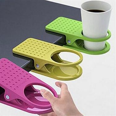 Imagem de Suporte de copo de encaixe para borda de mesa, suporte de bebida grande resistente, organizador de armazenamento sob a mesa para escritório, quarto, bancada de trabalho (multicolorido)