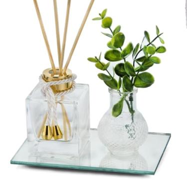 Imagem de Kit Aromatizador 100ml com Bandeja Decorativa e Plantinha Difusor de Ambiente em Vidro Elegante