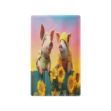 Imagem de Wassud Sunshine Pigs (2) placa de cobertura de interruptor de luz, 1 capa de tomada em branco placa de parede decorativa decoração de casa sala de estar quarto