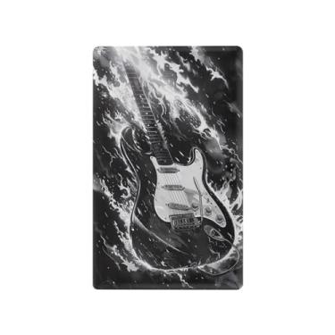 Imagem de Wassud Placa decorativa para tomada de luz, placa de parede para tomadas elétricas, capas de tomadas duplex de guitarra preta