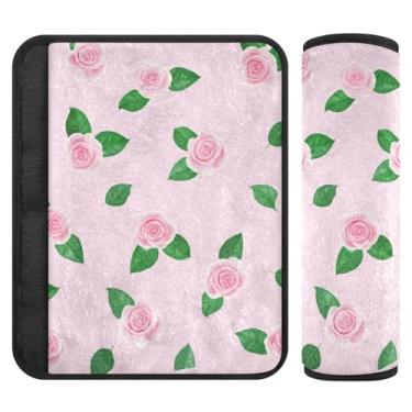 Imagem de Burbuja Capa para cinto de segurança de carro Flowers Protetor de cinto de segurança de carro macio confortável para alça de ombro de assento, 1 par médio