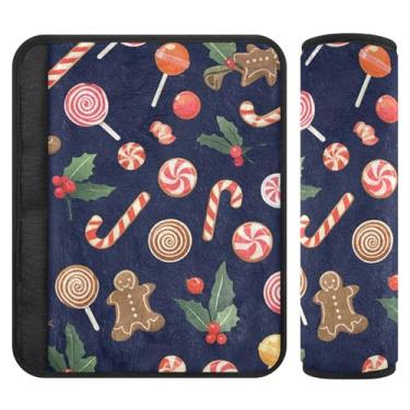 Imagem de Burbuja Capa para cinto de segurança de carro Candy Cane Protetor de cinto de segurança macio confortável para alça de ombro de assento, 1 par médio