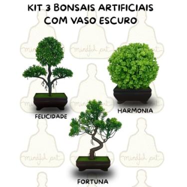 Imagem de Genérico, Kit 3 Bonsais Plantas Artificiais Exclusivos – Equilíbrio e Serenidade Oriental em Vasos Escuros