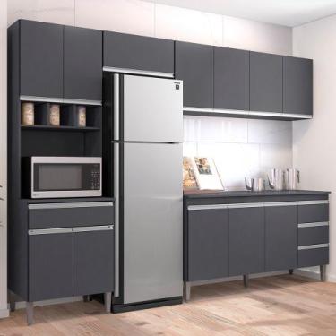 Imagem de Conjunto Cozinha Andreia 280cm AJL Móveis, Cinza