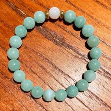 Imagem de Pulseiras elásticas com contas para mulheres, pulseira de pedra da lua para impulsionar a visão espiritual, joia presente para alinhamento de chacras da garganta, One Size, Pedra, Sem Pedra Preciosa