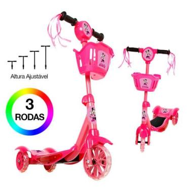 Imagem de Brinquedo Patinete Infantil Minnie Rosa 3 Rodas Luz E Som - DM Toys