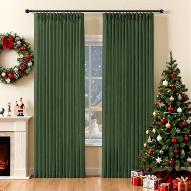 Imagem de Cortinas transparentes plissadas de 213 cm de comprimento para sala de estar, cortina de mistura de linho, rústica, texturizada, moderna, filtro de luz, cortina traseira com anéis de gancho para