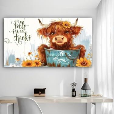 Imagem de Hello Sweet Cheeks Arte de parede em tela rústica - Pôster sem moldura de 30 x 61 cm - Decoração de casa e escritório para sala de estar, quarto, cozinha e café