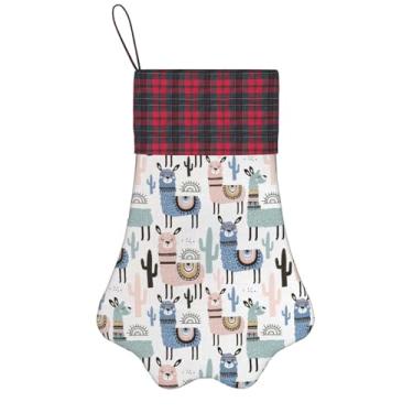 Imagem de SKKNT Lhama Alpaca Cactus Print Meias de Natal Animais de Estimação Decoração de Natal Cães Gatos Árvore Decoração Doce Presente Conveniente