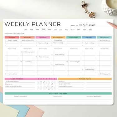 Imagem de Linda agenda semanal – Bloco de notas fácil de ler para fazer e suprimentos de mesa de escritório para mulheres – Bloco de estética para organizar efetivamente seu trabalho ou tarefas domésticas