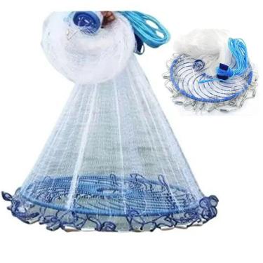 Imagem de Rede Pesca Tarrafa Chinesa Disco 6 Metros Pescaria Malha Multifilamento Peixe Robalo Tainha Lambari