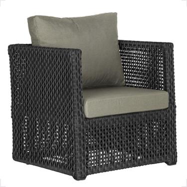 Imagem de 1 Poltrona Madri Alumínio Corda Náutica Estofado 8 Trama Preto