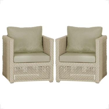 Imagem de 2 Poltronas Madri Alumínio Corda Náutica Estofado 7 Trama Rami