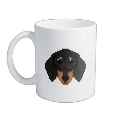 Imagem de Caneca Xícara de Café Porcelana 300ml Dachshund Estilo Pixel Art