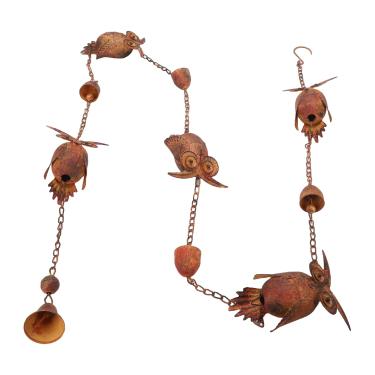 Imagem de AUNMAS Corrente de Chuva Vintage para Calhas 5 Corujas Artesanais Com Sinos Corrente Coletor de Chuva de Metal de 90,6 Polegadas Dispositivo de Beiral de Decoração de Jardim Revestido de Bronze Antigo