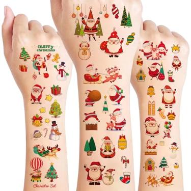 Imagem de Tatuagens temporárias de Natal, 30 peças - lembrancinhas de festa de Natal, decoração de Natal de rena, adesivos festivos para celebrações de férias, adesivos de meias para meninos, meninas e adultos