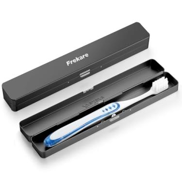Imagem de Frekare Estojo de viagem para escova de dentes de alumínio, suporte manual de escova de dentes para viagens, recipiente portátil para escova de dentes para banheiro, acampamento, viagem de negócios