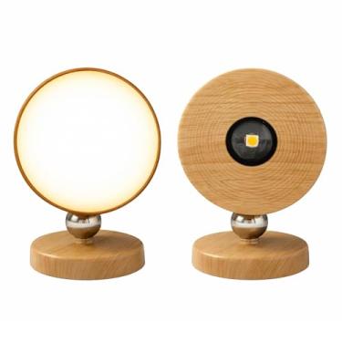 Imagem de Luminária de Parede com Rotação 360° e Design em Madeira LED Recarregável USB, Toque Sensível e Base Magnética Para Quarto, Home Office e Como Luz Noturna(Madeira Clara)