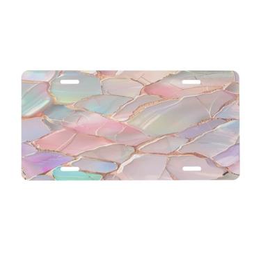 Imagem de Beautiful Art Placa de Mármore para a Frente do Carro Placas de Carro Alumínio Metal Adequado para Caminhão Placa de Porta de Carro Bar Café Acessórios Automotivos para Homens Mulheres 15 x 30 cm