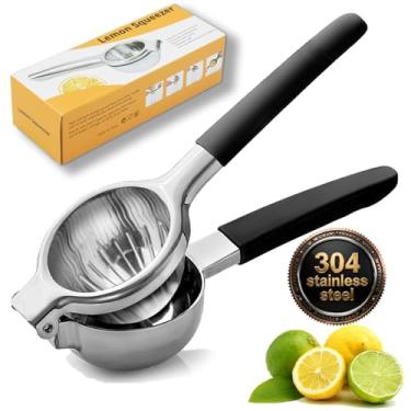 Imagem de Espremedor de limão de aço inoxidável, alças de silicone, espremedor de limão manual para limões, limões e laranjas, design ergonômico antiderrapante, adequado para cozinha, ao ar livre, espremedor de