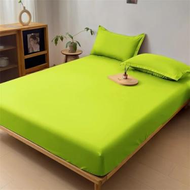 Imagem de Capa de colchão impermeável, lençol de baixo com elástico, protetor de colchão, tamanho casal, cinza/branco, verde, tamanho king (182 x 213 x 46 cm).