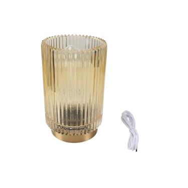 Imagem de Atyhao Lâmpada Noturna Com Temporizador Recarregável, Abajur de Vidro, Abajur Portátil Com Bateria de Lítio para Mesa de Cabeceira da Sala de Estar, Ideal para Camping, Quedas de (Cilindro)