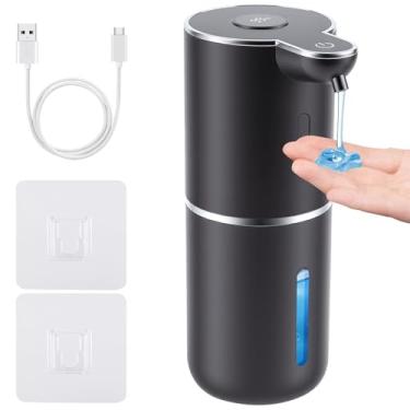 Imagem de Dispensador automático de sabonete, dispensador de sabonete para mãos 380 ml inteligente recarregável, dispensador de sabonete líquido sem toque com 6 níveis (preto)