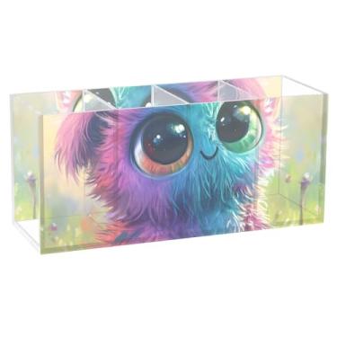 Imagem de TSENQUE Porta-lápis para mesa, criatura colorida, fofa, fantasia, acrílico, pincel, caneta, caneta, caneta, decoração, acessórios de escritório
