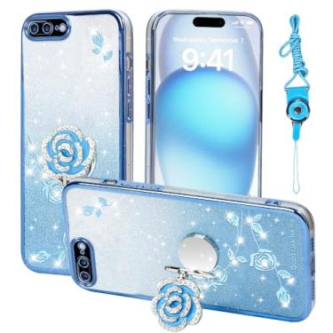 Imagem de Nouxwerx Capa para Apple iPhone 8 Plus (5,5 polegadas), capa de celular para iPhone 7 Plus, capa macia e fina para meninas e mulheres, com cordão de suporte de anel, capa protetora à prova de choque