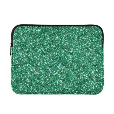 Imagem de Capa de laptop fina e leve com textura de glitter verde, bolsa de transporte durável para tablet de viagem de trabalho, bolsa para laptop para mulheres, de 13 a 14 polegadas
